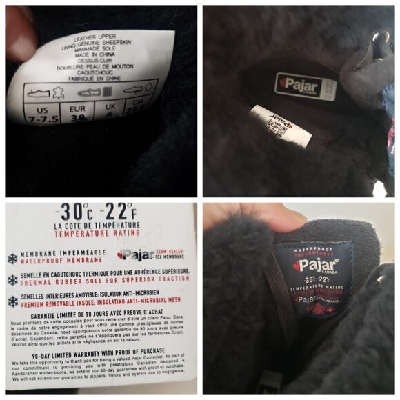 NWT PAJAR Waterproof Insulated Shearling Collar Hiking Snow Winter Boot EU 38 - Picture 13 of 14